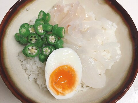 高タンパクでヘルシー♪イカそうめん＆オクラ丼